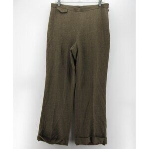 VINTAGE J Crew Pants 14 Wool Wide Leg Herringbone Side Tabs Trousers